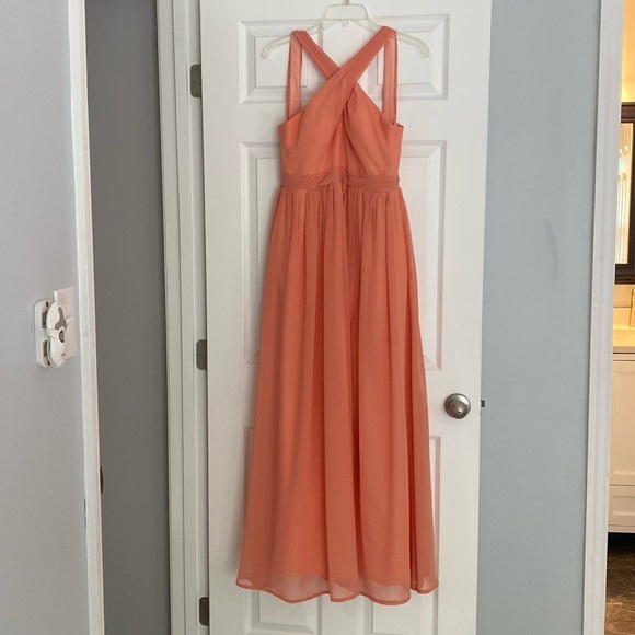 Azazie Elvira sunset flowy pleated chiffon bridesmaid dress in size A4. - Picture 2 of 8